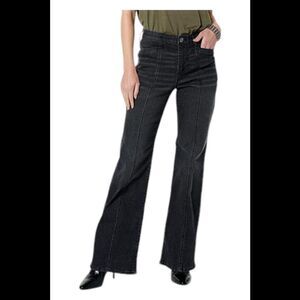 WynneDenim Women's Stretch Seamed Soft Flare Leg Jean Washed Black - Petite